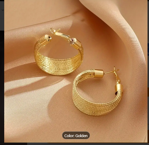 Elegant Textured Gold Hoop Earrings – Stylish & Lightweight Jewelry for Women