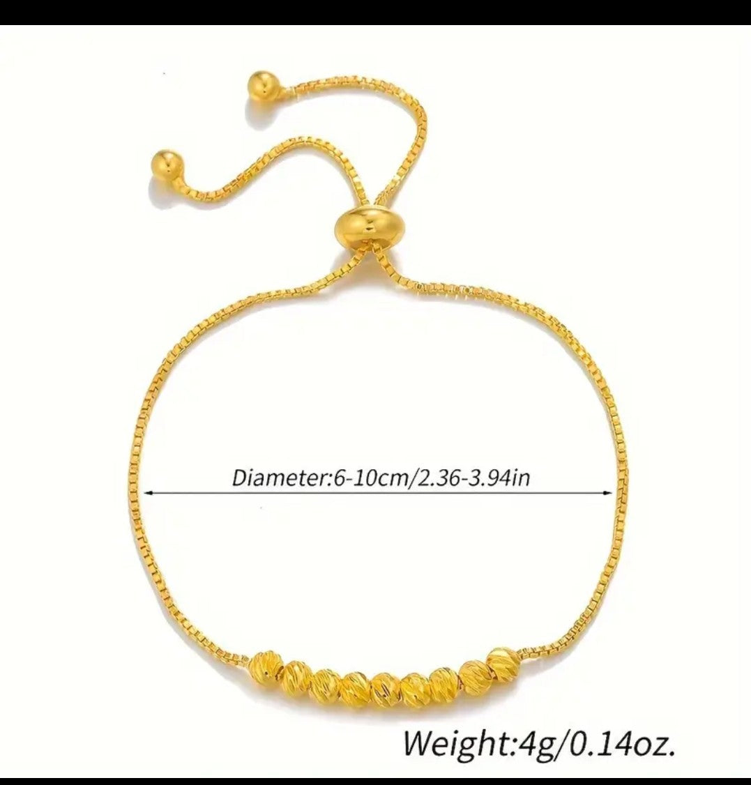 Elegant Gold-Plated Adjustable Bracelet – Luxury Zircon Crystal Beaded Slider Bracelet for Women